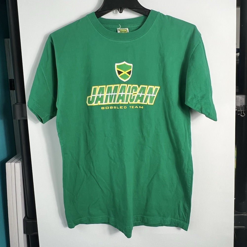 Jamaican Bobsled Team Mens Size XL Green Graphic T Shirt Cool Runnings Vibes VGC